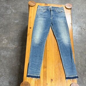 Citizens Of Humanity Distresssed Rocket Highrise Skinny with Raw Hem and slit